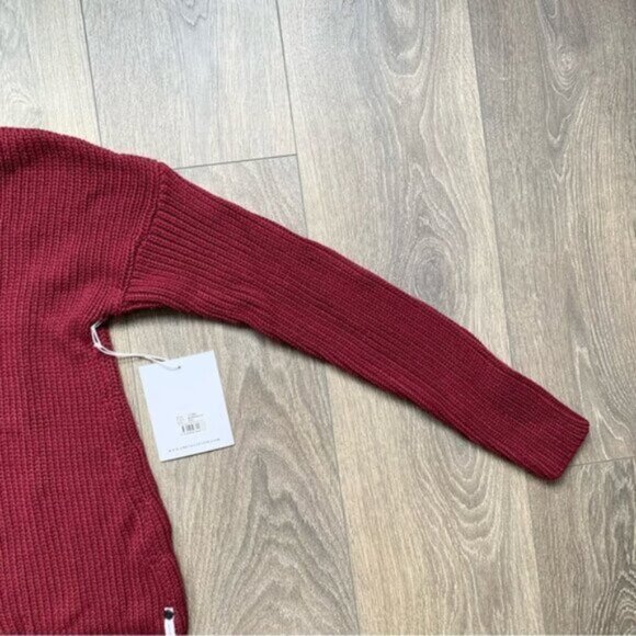 One Teaspoon Women's Turtleneck Sweater Cable Knit Long sleeve Burgundy Size XXS - Picture 12 of 16
